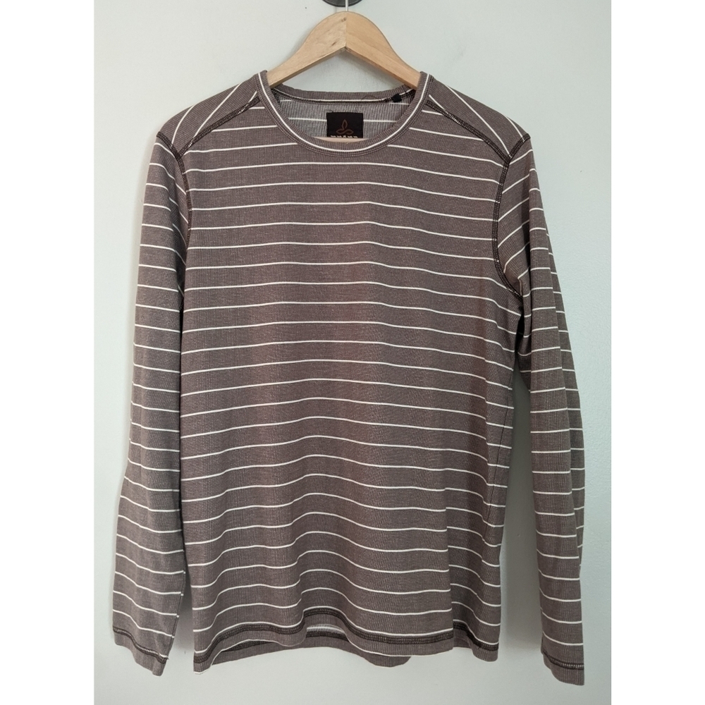 PrAna Long Sleeve Striped Brown Top Size Small